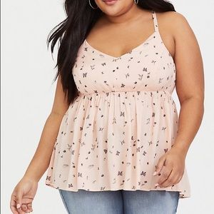 Sz.0 Blush Butterfly Challis Tank with Zipper Back